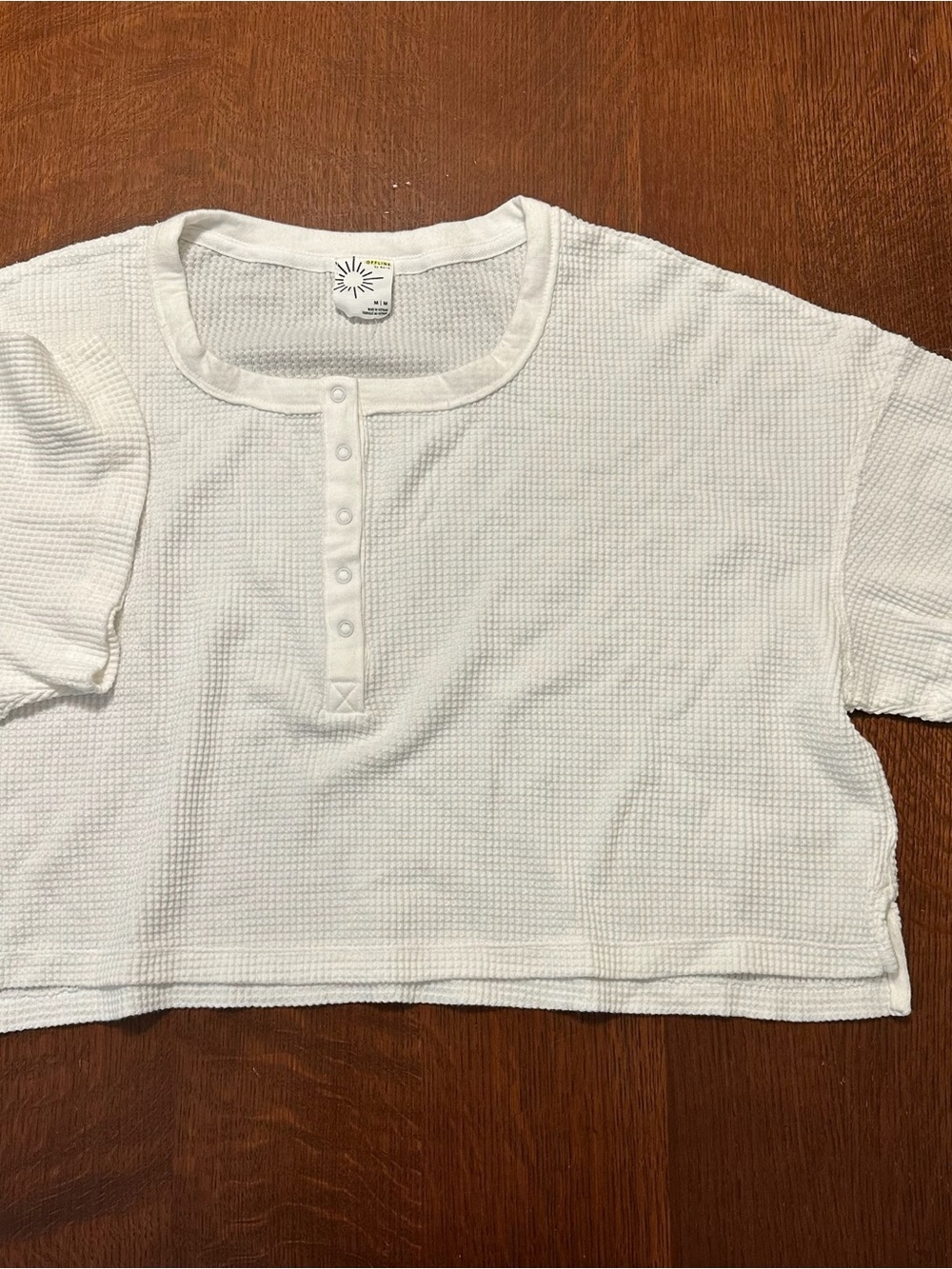 Aerie White Waffle Henley Top